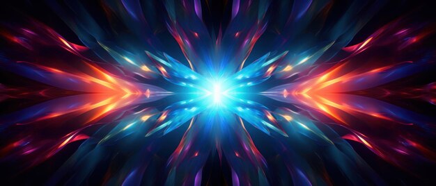 Photo kaleidoscopic abstract art with a blue star center