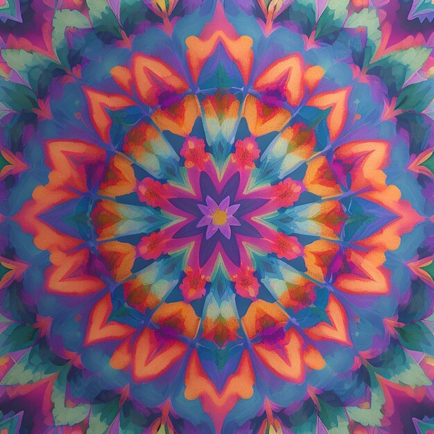 A kaleidoscopic array of vibrant colors and shapes forming a mesmerizing pattern