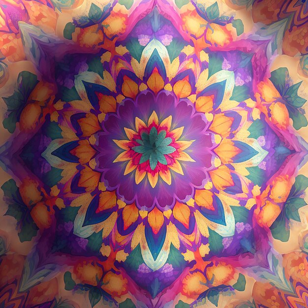 A kaleidoscopic array of vibrant colors and shapes forming a mesmerizing pattern