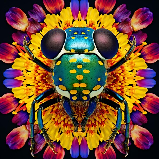 Photo kaleidoscopic composition of insect eyes