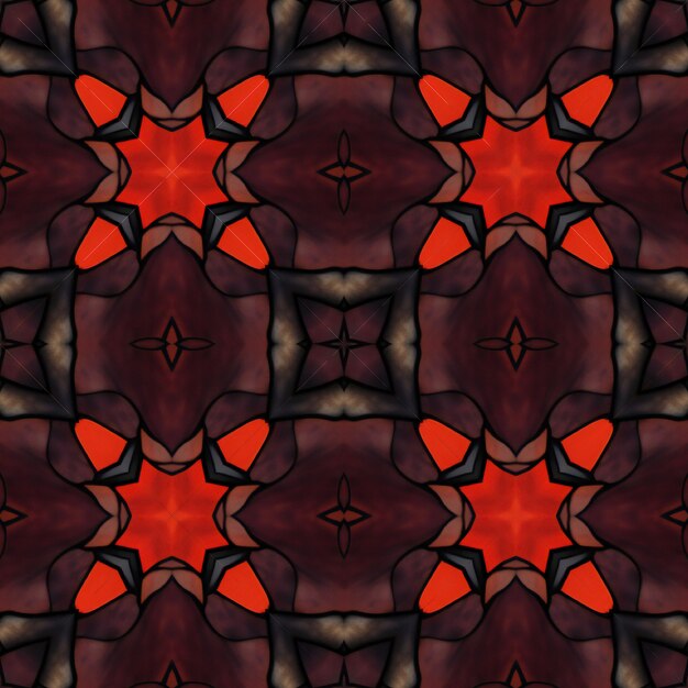 Kaleidoscopic ornamental seamless texture or background Red and black pattern