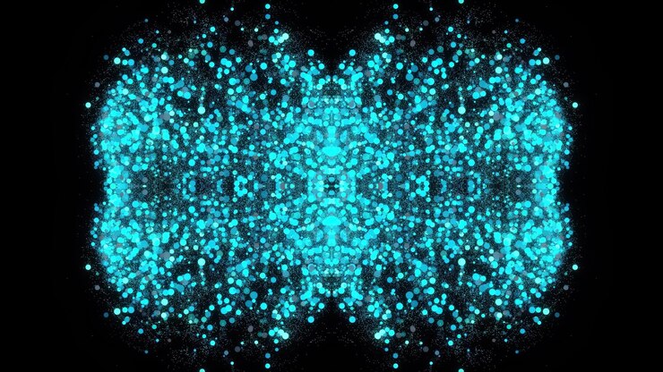 Photo kaleidoscopic tracery of colorful particles