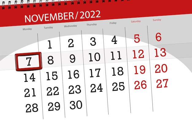 Kalender 2022 deadline dag maand pagina organisator datum november maandag nummer 7