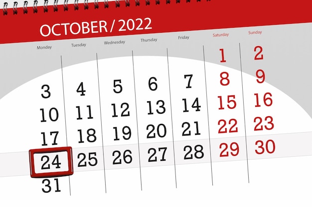 Kalender 2022 deadline dag maand pagina organisator datum oktober maandag nummer 24