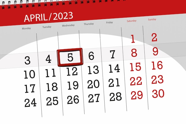Kalender 2023 deadline dag maand pagina organisator datum april woensdag nummer 5