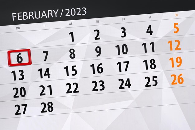 Kalender 2023 deadline dag maand pagina organisator datum februari maandag nummer 6