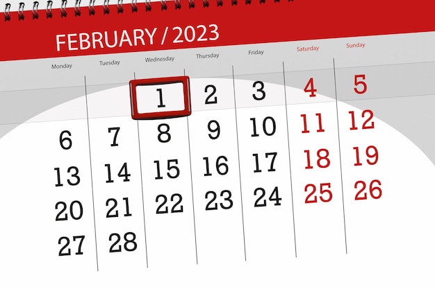 Kalender 2023 deadline dag maand pagina organisator datum februari woensdag nummer 1