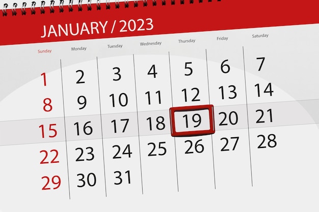 Kalender 2023 deadline dag maand pagina organisator datum januari donderdag nummer 19