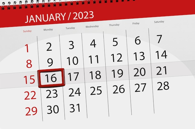 Kalender 2023 deadline dag maand pagina organisator datum januari maandag nummer 16