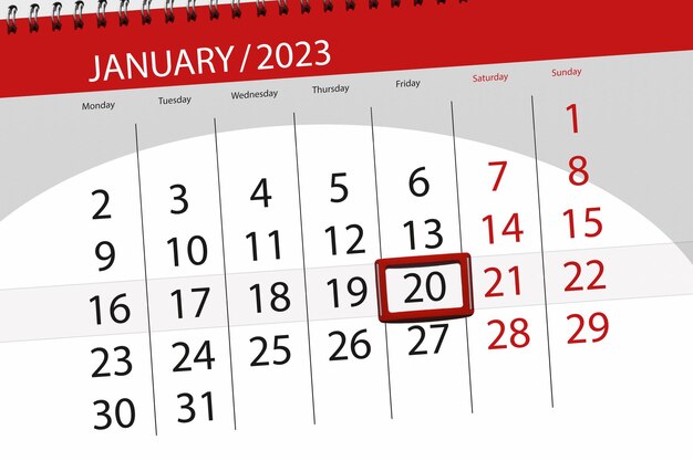 Kalender 2023 deadline dag maand pagina organisator datum januari vrijdag nummer 20