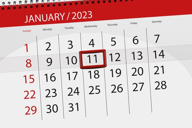 Kalender 2023 deadline dag maand pagina organisator datum januari woensdag nummer 11