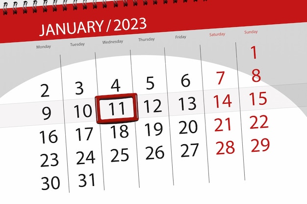 Kalender 2023 deadline dag maand pagina organisator datum januari woensdag nummer 11