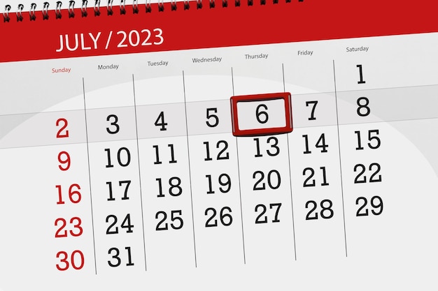 Kalender 2023 deadline dag maand pagina organisator datum juli donderdag nummer 6