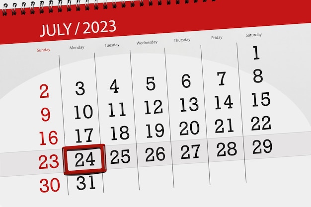 Kalender 2023 deadline dag maand pagina organisator datum juli maandag nummer 24