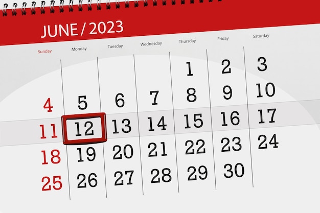 Kalender 2023 deadline dag maand pagina organisator datum juni maandag nummer 12