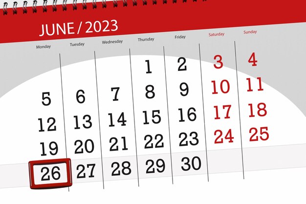 Kalender 2023 deadline dag maand pagina organisator datum juni maandag nummer 26