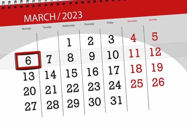 Kalender 2023 deadline dag maand pagina organisator datum maart maandag nummer 6