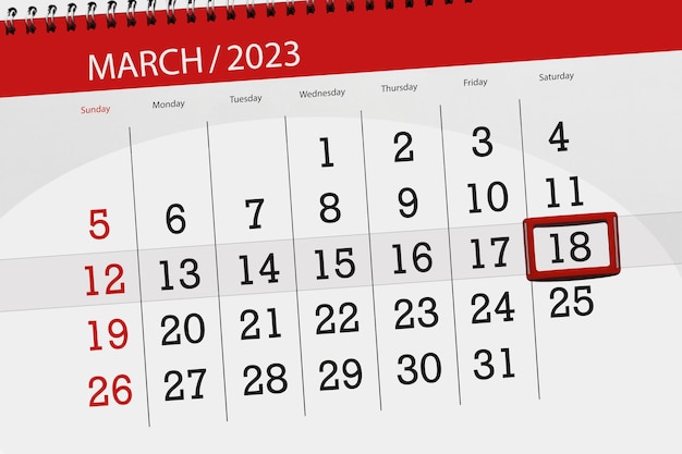 Kalender 2023 deadline dag maand pagina organisator datum maart zaterdag nummer 18