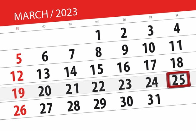 Kalender 2023 deadline dag maand pagina organisator datum maart zaterdag nummer 25