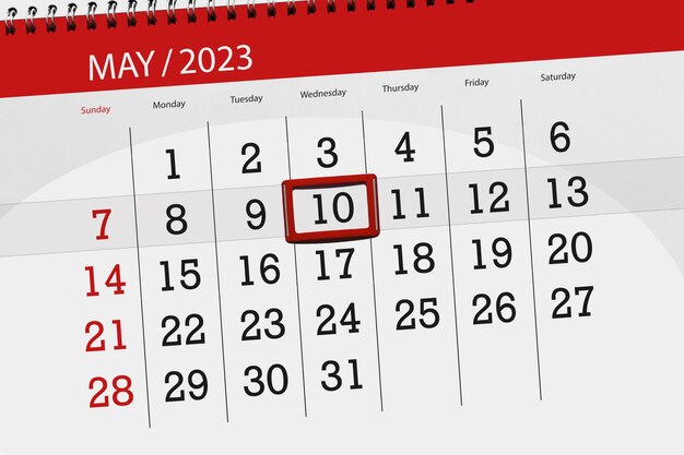 Kalender 2023 deadline dag maand pagina organisator datum mei woensdag nummer 10