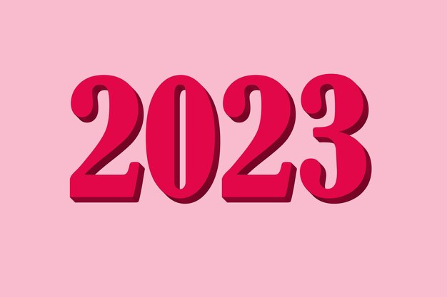 Kalender 2023 Volume Datum van het nieuwe jaar 2023 Via Magenta kleuren op een roze achtergrond 3D isolaat mockup