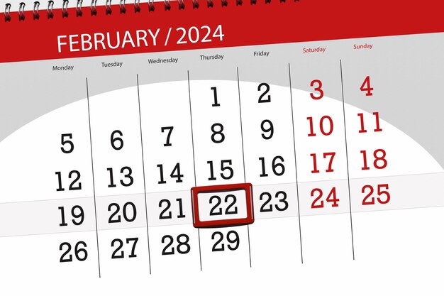 Kalender 2024 deadline dag maand pagina organisator datum februari donderdag nummer 22