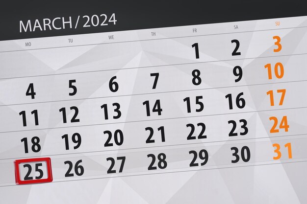 Kalender 2024 deadline dag maand pagina organisator datum maart maandag nummer 25