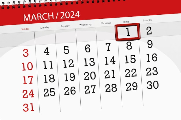 Kalender 2024 deadline dag maand pagina organisator datum maart vrijdag nummer 1