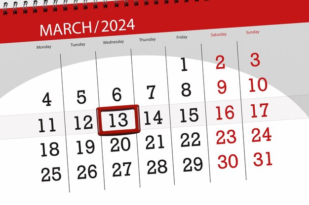 Kalender 2024 deadline dag maand pagina organisator datum maart woensdag nummer 13