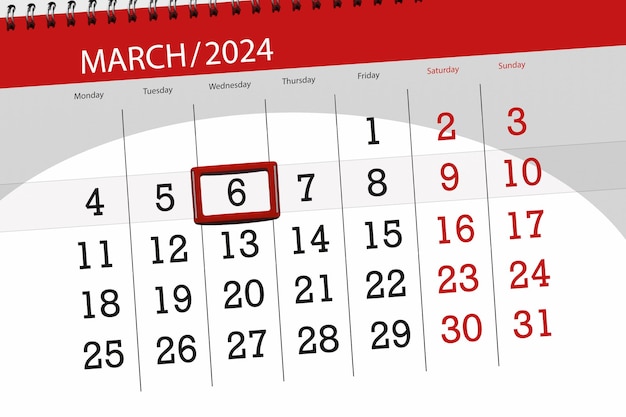 Kalender 2024 deadline dag maand pagina organisator datum maart woensdag nummer 6