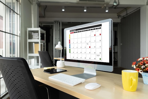 Kalender op computersoftwareapplicatie voor modieuze planningsplanning voor persoonlijke organisator en online zaken