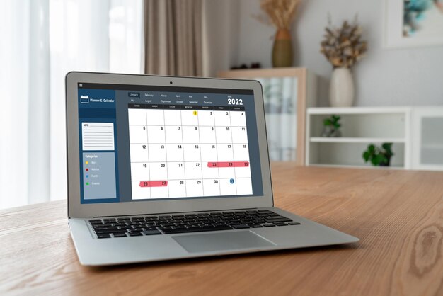 Kalender op computersoftwaretoepassing voor modieuze planningsplanning