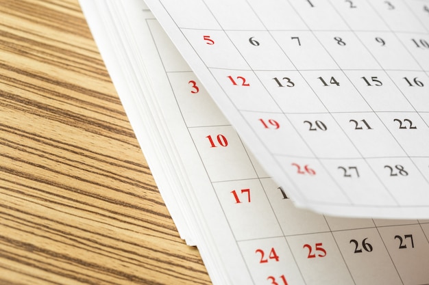 Kalender op de tafel