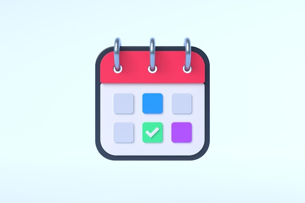 Kalender schema plan 3d render illustratie