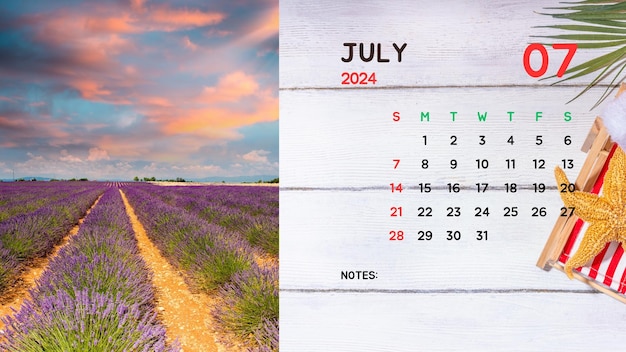 Foto kalender voor juli 2024