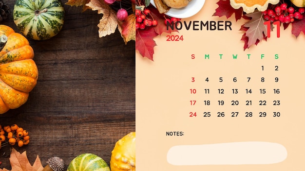 Foto kalender voor november 2024