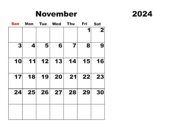 Foto kalender voor november 2024