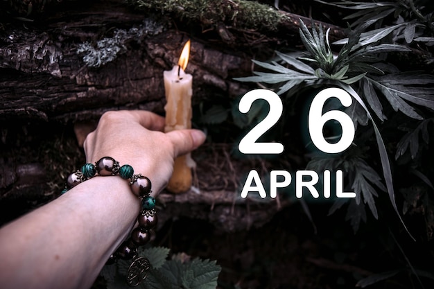 Kalenderdatum op de achtergrond van een esoterisch spiritueel ritueel 26 april is de zesentwintigste dag van de maand