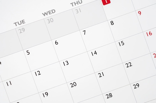 Foto kalenderpagina datum achtergrond bedrijfsplanning afspraak vergadering concept