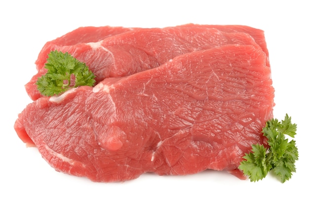 Kalfsvlees op een witte achtergrond