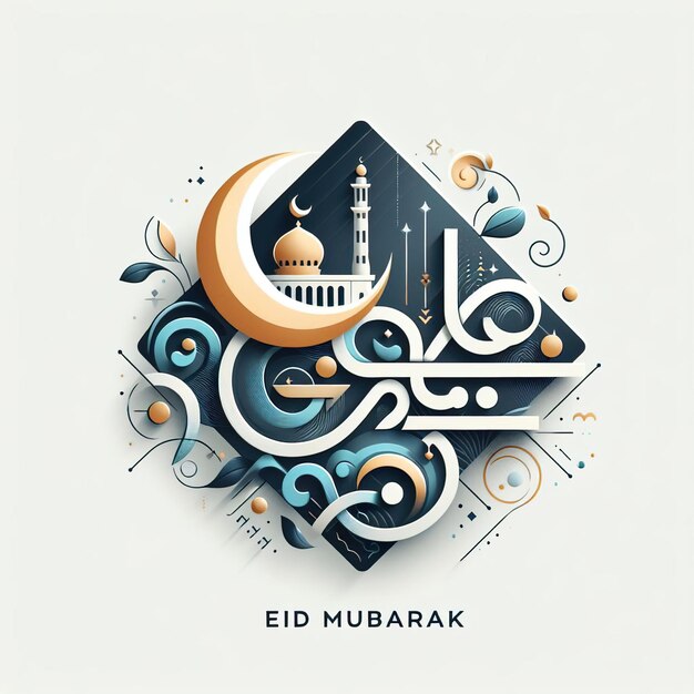 Kaligrafie Eid Mubarak wit zwart ontwerp