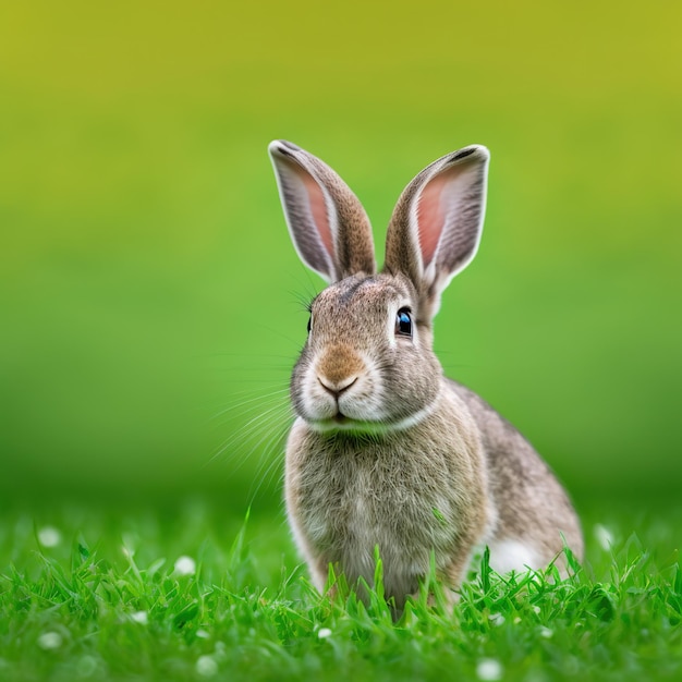 Foto kalm pasen jeresey wolley konijn portret volledige lichaam zittend in groen veld