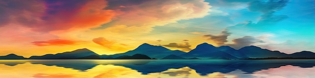 Kalm zee- of meerwater tijdens de zonsondergang Prachtige kleuren Generatieve AI