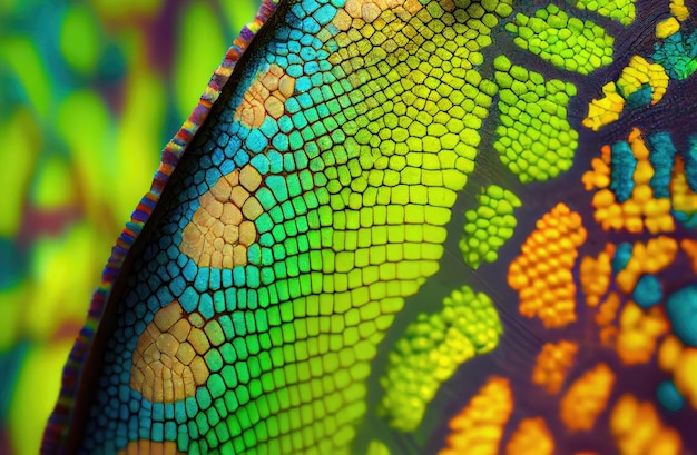Kameleon Huid Textuur Achtergrond Gekleurde Hagedis Schalen Leguaan Leder Generatieve AI Illustratie