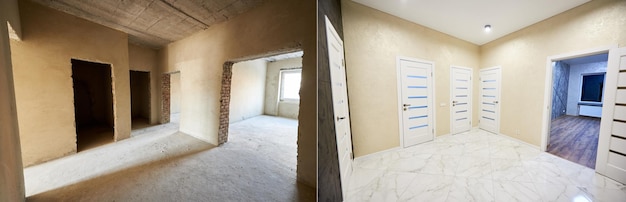 Kamer in appartement voor en na renovatiewerken