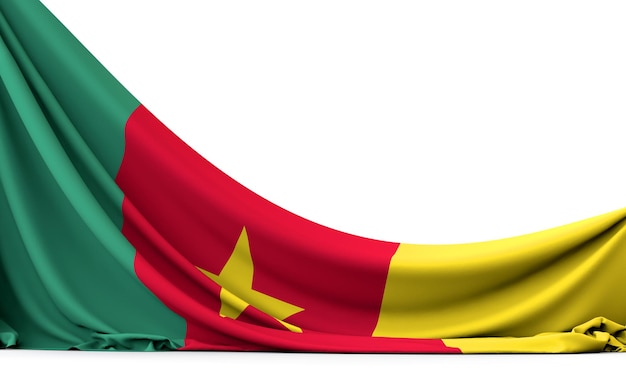 Kameroen nationale vlag hangende stoffen banner 3D-rendering