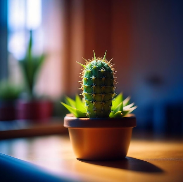 Kamerplant in een pot met bloeiend blad op een minimale achtergrond