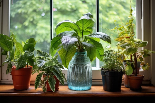 Kamerplanten water geven met een gerecyclede fles met dop