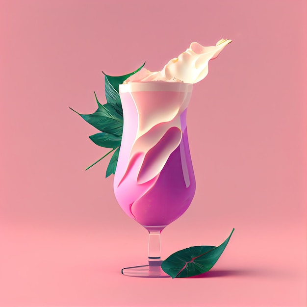 Kamikaze Cocktail op Roze Achtergrond Sterke Partij Coctail Bar Drink Abstracte Generatieve AI Illustratie