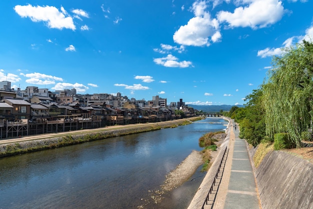 Kamo River or Kamogawa in Kyoto City Japan